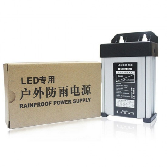 Outdoor Rainproof Power Supply AC180-240V To DC12V 60W LED Driver Waterproof Lighting Transformer