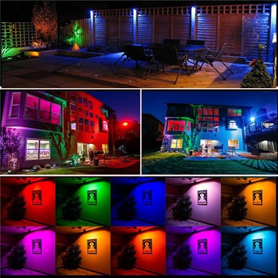 10W Remote Control RGB Outdoor LED Flood Light Waterproof Wall Washer Lamp AC100-245V