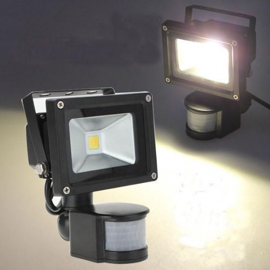 10W Warm White 800LM PIR Motion Sensor Outdoor Flood Lamp 85-265V AC