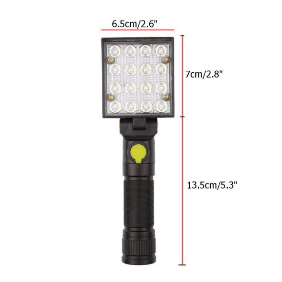 15W LED Magnetic Work Light 4 mode Foldable Rechargeable Car Garage Flashlight Torch Lamp