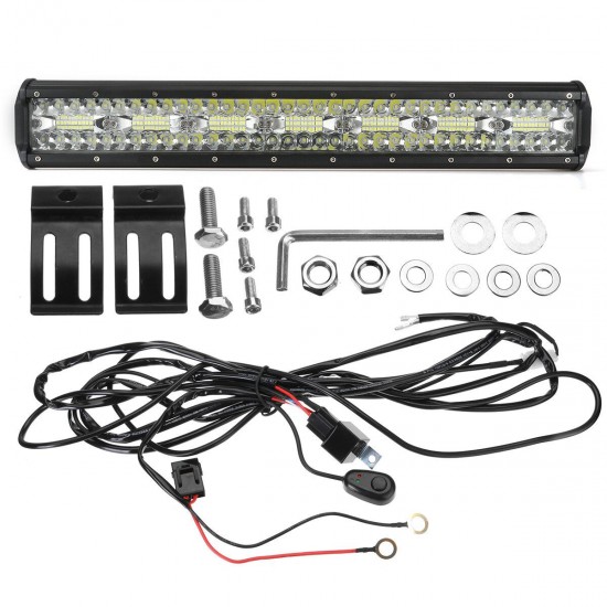 20 inch LED Light Bar Combo Driving Work Light Lamp + Number Plate Frame