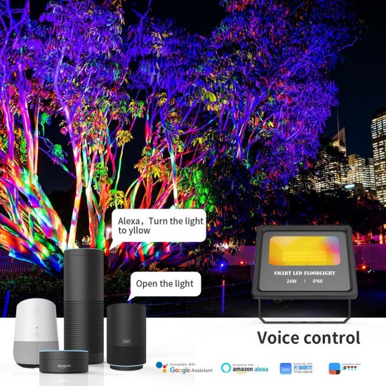 24W Smart BT Mesh LED Flood Light Waterproof IP66 2000LM Floodlight RGBCW APP Control