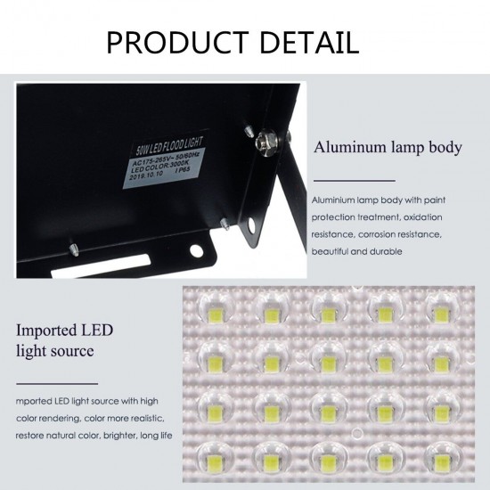 3000K 6500K LED Flood Light Outdoor 50W Waterproof Spotlight Garden Lamp Decor 3000K 6500K LED Flood Light Outdoor 50W Waterproof Spotlight Garden Lamp Decor
