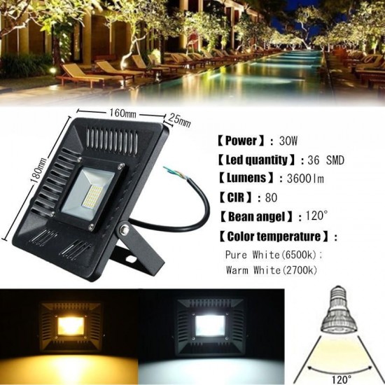 30W Waterproof Outdooors LED Thin Flood Spot Lightt Landscape Garden Yard Lamp