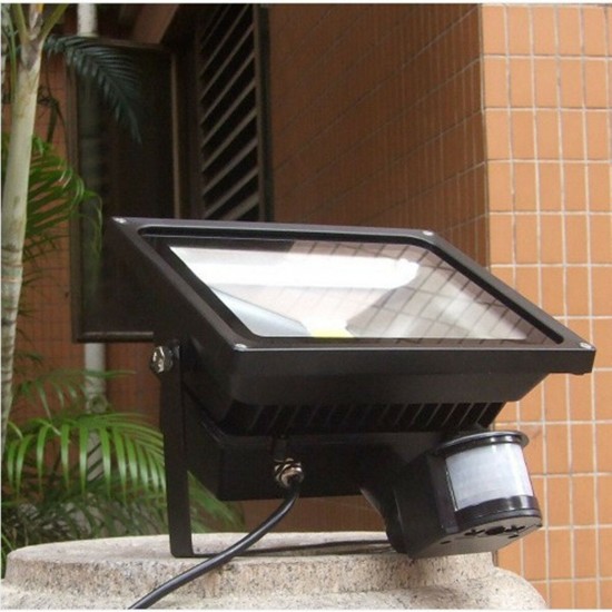 30W White 2450LM PIR Motion Sensor Security Flood Light 85-265V