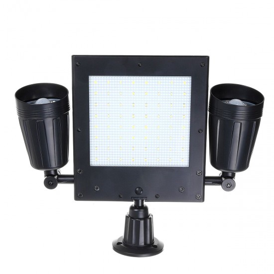 64LED Solar Flood Light Dual Head 360° Rotatable Outdoor Motion Sensor Wall Lamp