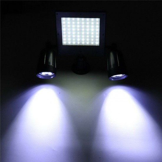 64LED Solar Flood Light Dual Head 360° Rotatable Outdoor Motion Sensor Wall Lamp