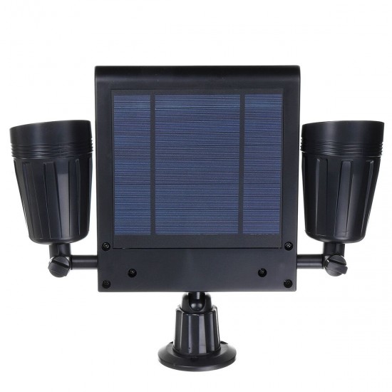 64LED Solar Flood Light Dual Head 360° Rotatable Outdoor Motion Sensor Wall Lamp