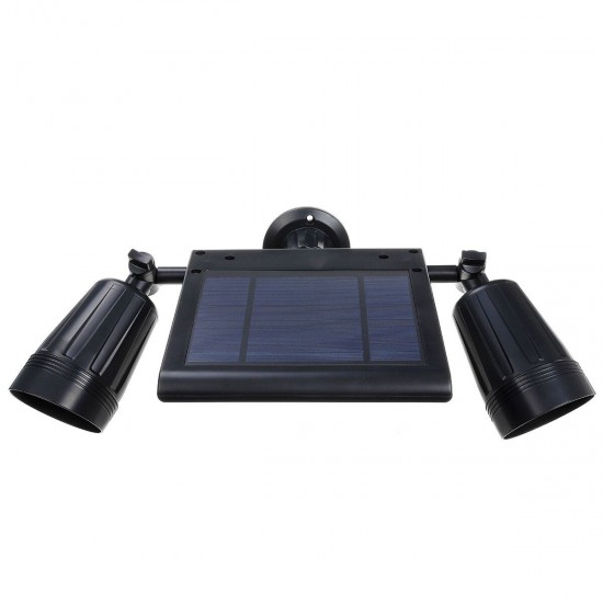 64LED Solar Flood Light Dual Head 360° Rotatable Outdoor Motion Sensor Wall Lamp