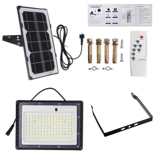 77/128/247/368LED Solar Flood Light SMD2835 Outdoor Garden Street Wall Lamp + Remote Control