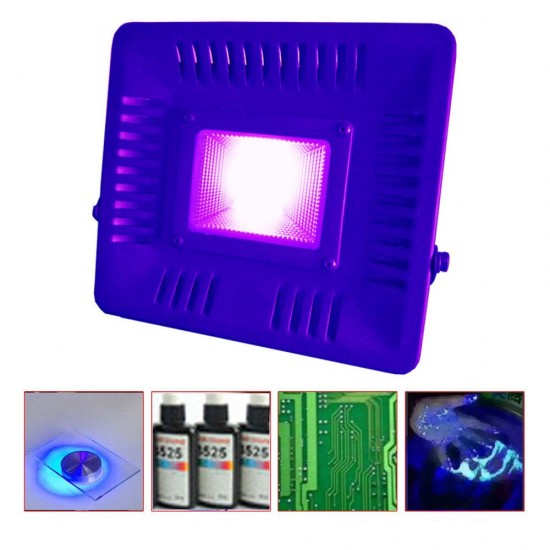 AC110V/220V 50W 395nm UV Curing LED Floodlight Waterproof Lamp for Plastic Printing Money Detector