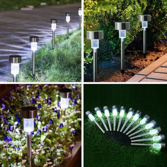 10PCS Stainless Steel Solar Powered LED Lawn Light Outdoor Home Garden Decorative Lamp 10PCS Stainless Steel Solar Powered LED Lawn Light Outdoor Home Garden Decorative Lamp