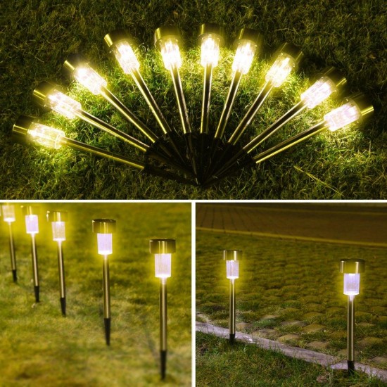 16pcs Outdoor Stainless Steel LED Solar Power Lawn Light Garden Landscape Lamp