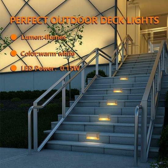 1PC/4PCS/6PCS Solar Powered LED Deck Light Warm White Outdoor Path Garden Stairs Step Fence Wall Lamp