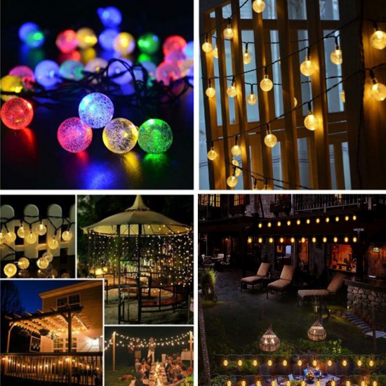 20 LEDs Solar String Ball Lights Garden Decor Lamp Outdoor Waterproof Warm White / Multi-Color