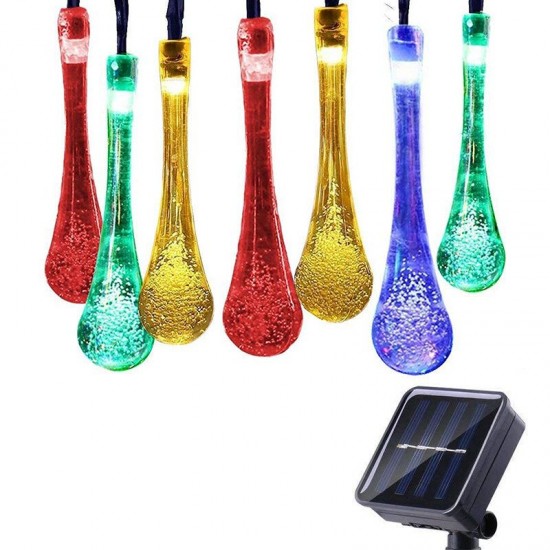 21.3ft 30LEDs Outdoor Solar String Lights Waterproof Waterdrop Colorful Decor