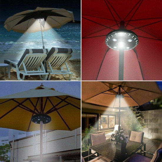 28 LED Parasol Patio Umbrella Light 3 Brightness Mode Outdoor Camping Tent Light
