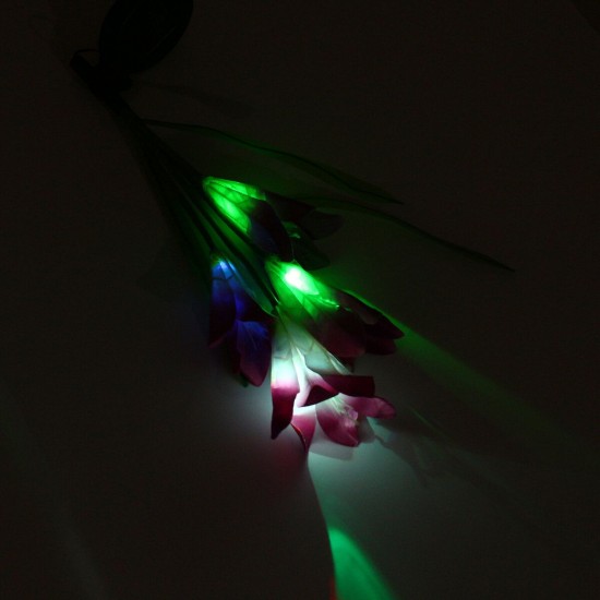 2PCS LED Artificial Lily Flower Lawn Light Garden Solar Lamp Outdoor Lighting Decor