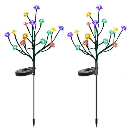 2Pcs Outdoor Solar Garden Stake Lights Solar Powered Flower Lights LED Solar Landscape Decorative Lights for Garden Patio Backyard Solar Flower Lights