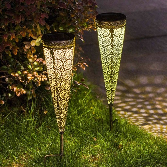 2Pcs Solar Powered LED Garden Hollowed Light Floor Decking Patio Decor Yard Lamp 2Pcs Solar Powered LED Garden Hollowed Light Floor Decking Patio Decor Yard Lamp