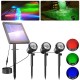 3 in 1 RGB Solar Landscape Spotlight w/ 3 Lamps IP68 Garden Pond Lawn Yard Lamp