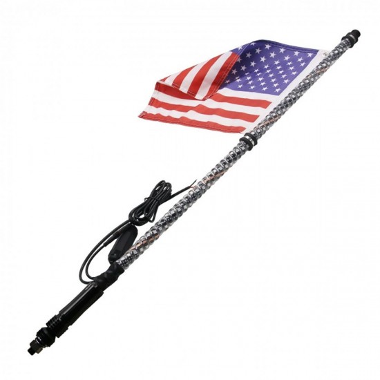 3FT 0.9M RGB LED Bulb Whip 360° Spiral with US Flag & Remote For SUV ATV RZR UTV