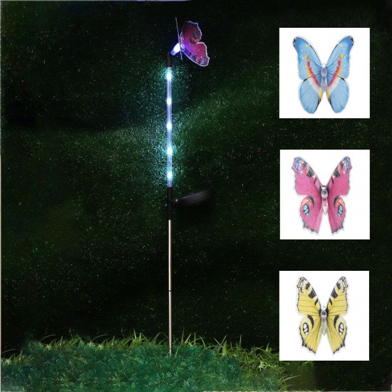 3PCS Solar Powered Butterfly LED Lawn Light Stake Garden Yard Outdoor Landscape Lamp Decor