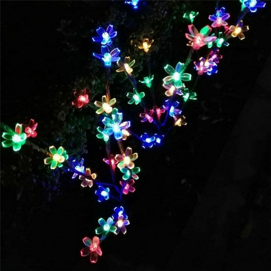 3pcs 8 Modes Solar Garden Decor Light Outdoor Cherry Blossom Landscape Pathway Light