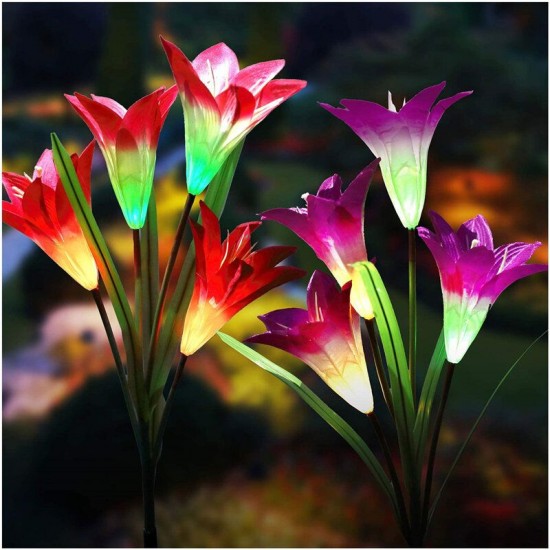 4 LED Solar Power Lily Flower Stake Lights Outdoor Garden Path Luminous Lamps Christmas Decorations Lights 4 LED Solar Power Lily Flower Stake Lights Outdoor Garden Path Luminous Lamps Christmas Decorations Lights