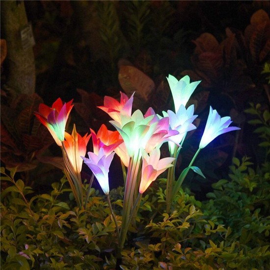 4 LED Solar Power Lily Flower Stake Lights Outdoor Garden Path Luminous Lamps Christmas Decorations Lights 4 LED Solar Power Lily Flower Stake Lights Outdoor Garden Path Luminous Lamps Christmas Decorations Lights