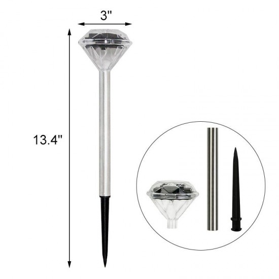 4PCS Solar Powered Diamond LED Lawn Light Waterproof Garden Outdoor Patio Landscape Path Lamp