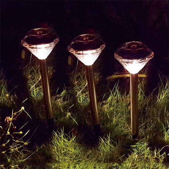 4PCS Solar Powered Diamond LED Lawn Light Waterproof Garden Outdoor Patio Landscape Path Lamp