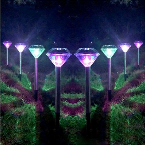 4PCS Solar Powered Diamond LED Lawn Light Waterproof Garden Outdoor Patio Landscape Path Lamp