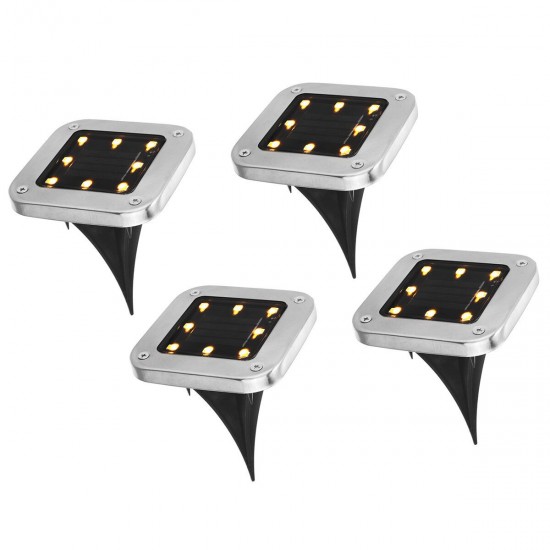 4PCS Solar Powered LED Lawn Light Square Buried Inground Recessed Lamp for Garden Outdoor Deck Path