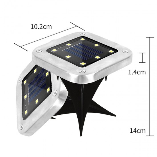 4PCS Solar Powered LED Lawn Light Square Buried Inground Recessed Lamp for Garden Outdoor Deck Path