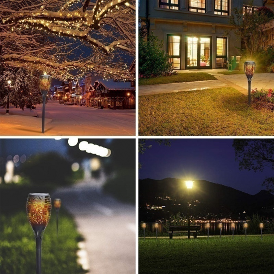 4PCS Waterproof Solar Powered LED Landscape Lamp Flickering Lawn Light for Outdoor Garden Path