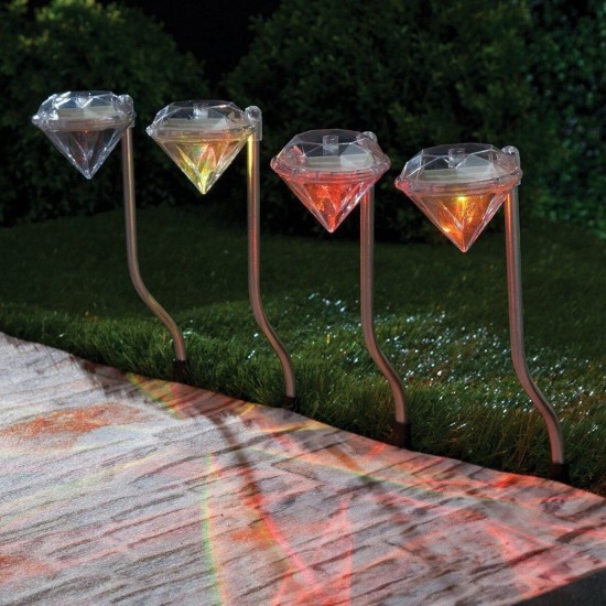 4pcs Solar Diamond Shape Lawn Lamp Outdoor Garden LED Waterproof Decorative Lamp Christmas Decorations Lights 4pcs Solar Diamond Shape Lawn Lamp Outdoor Garden LED Waterproof Decorative Lamp Christmas Decorations Lights