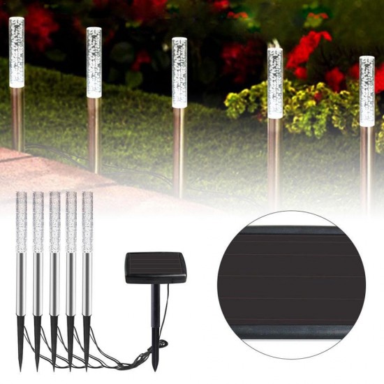 5 in 1 Solar LED Acrylic Bubble Lawn Lamp Set Waterproof Garden Lawn Landscape White Light Decor