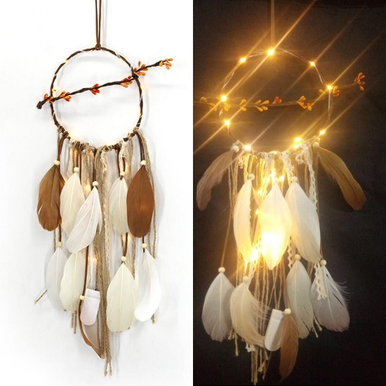 55cm Dream Catcher LED Light Creative Feather Crafts Bedroom Living Room Decor