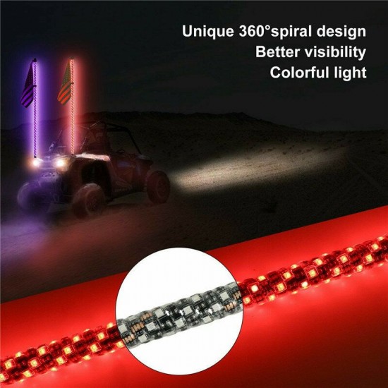 5ft Light Antenna LED Whip Light Flagpole w/Flag Remote For UTV RZR ATV Polaris 5ft Light Antenna LED Whip Light Flagpole w/Flag Remote For UTV RZR ATV Polaris
