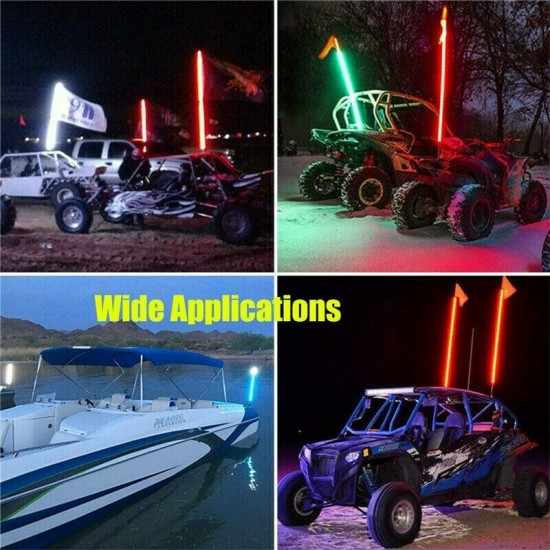 5ft Light Antenna LED Whip Light Flagpole w/Flag Remote For UTV RZR ATV Polaris