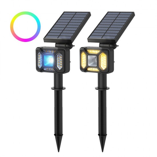 BW-OLT5 RGB+Warm White Solar Lawn Light Landscape Lamp IP44 Waterproof Dual Lighting Mode Garden Holiday Christmas Decorations Lights