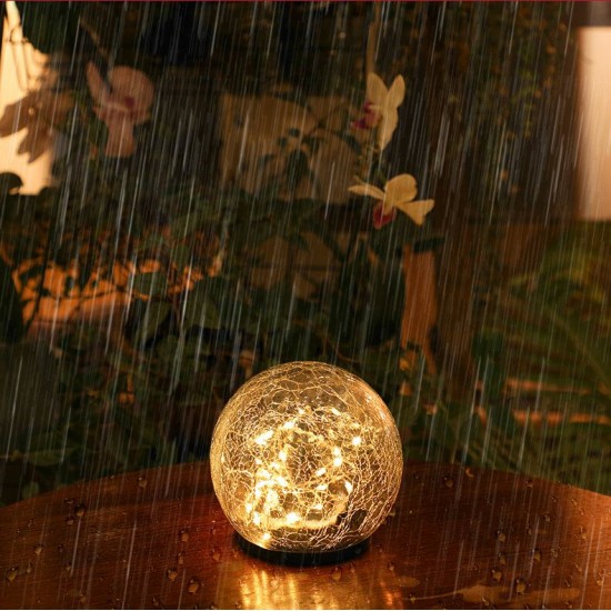 Crackle Ball-shaped LED Solar Lights Lawn Light Christmas Outdoor Ground Lamp Garden Decorations Lights