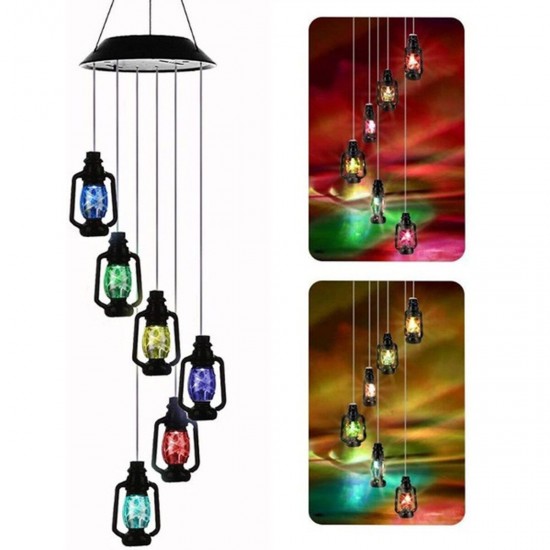 LED Light Solar Light Wind Chime Color Changing Garden Kerosene Bottle