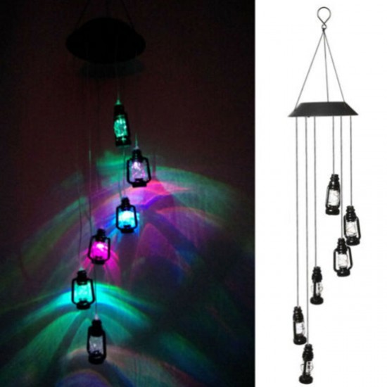 LED Light Solar Light Wind Chime Color Changing Garden Kerosene Bottle