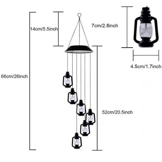 LED Light Solar Light Wind Chime Color Changing Garden Kerosene Bottle