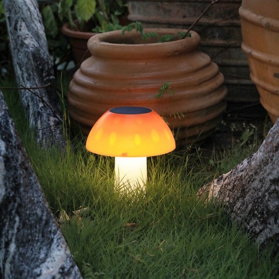 LED Mushroom Shape Dimmable Solar Lawn Light Ground Lamp Gardening Light for Landscape Garden Pathway Decoration