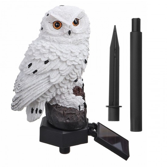 LED Owl Solar Powered Garden Light Resin Statue Lamp Outdoor Ornament Lawn