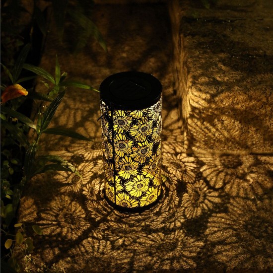 LED Solar Lantern Hanging Light with Handle Solar Lantern Waterproof Landscape Lantern Chrysanthemum Shadow Light for Outdoor Garden Hollow LED Solar Lantern Hanging Light with Handle Solar Lantern Waterproof Landscape Lantern Chrysanthemum Shadow Light for Outdoor Garden Hollow