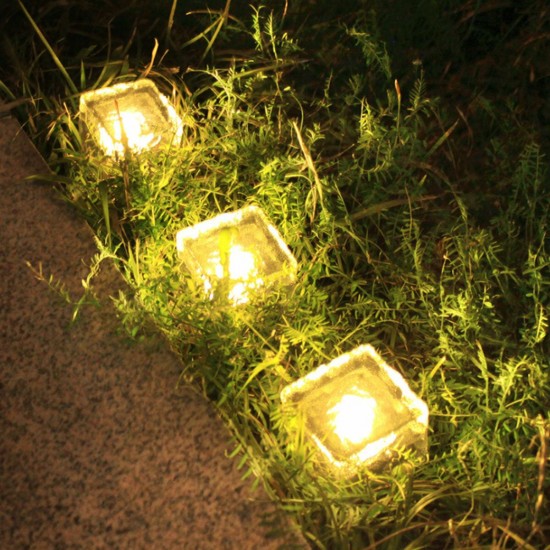 LED Solar Power Buried Light Waterproof Ice Ground Lawn Lamp Outdoor Path Garden Deck Lighting